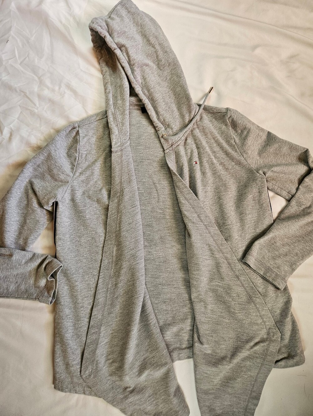 Tommy Hilfiger Womens Gray Long Sleeve Hooded Open Front Cardigan Size Small